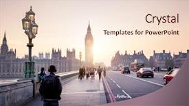  Presentation with westminster - Slide deck with big ben - westminster bridge at sunset london background and a lemonade colored foreground