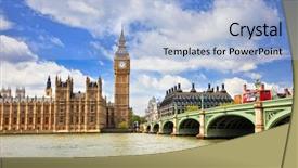  Presentation with parliament - PPT theme with big ben and houses background and a light blue colored foreground