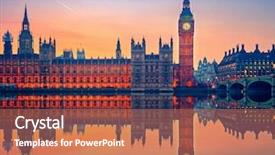 Presentation with dusk - Colorful presentation design enhanced with big ben and houses backdrop and a coral colored foreground