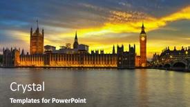  Presentation with westminster - Amazing PPT theme having big-ben-and-palace backdrop and a tawny brown colored foreground