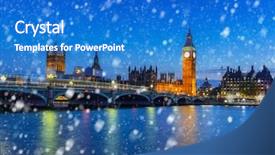  Presentation with falling snow - Presentation consisting of big ben and westminster bridge background and a cobalt blue colored foreground