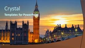  Presentation with westminster - Slide set consisting of big-ben-and-westminster-bridge background and a ocean colored foreground