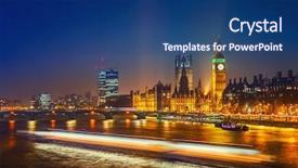  Presentation with westminster - PPT theme having big ben and westminster bridge background and a ocean colored foreground