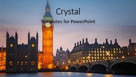  Presentation with long bridge - PPT layouts consisting of big ben and westminster bridge background and a teal colored foreground