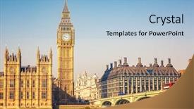  Presentation with parliament westminster london england - Audience pleasing PPT layouts consisting of big ben and westminster bridge backdrop and a light blue colored foreground
