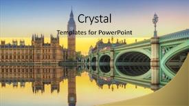  Presentation with westminster - PPT theme consisting of big ben and westminster palace in london at sunset uk background and a teal colored foreground