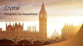  Presentation with westminster - Slide deck consisting of big ben and westminster background and a coral colored foreground