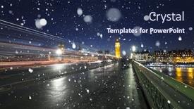 Presentation with westminster - Presentation consisting of big ben and westminster on a cold winter night with falling snow london united kingdom background and a navy blue colored foreground