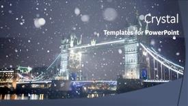  Presentation with westminster - Beautiful PPT theme featuring big ben and westminster on a cold winter night with falling snow london united kingdom backdrop and a ocean colored foreground