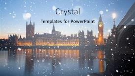  Presentation with falling snow - PPT layouts having big ben and westminster on a cold winter night with falling snow london united kingdom background and a light blue colored foreground