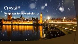  Presentation with westminster - Audience pleasing slide deck consisting of big ben and westminster on a cold winter night with falling snow london united kingdom backdrop and a ocean colored foreground