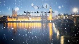  Presentation with westminster - Audience pleasing slide set consisting of big ben and westminster on a cold winter night with falling snow london united kingdom backdrop and a light blue colored foreground