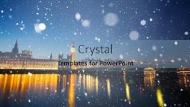  Presentation with westminster - Cool new PPT theme with big ben and westminster on a cold winter night with falling snow london united kingdom backdrop and a teal colored foreground