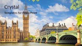  Presentation with london - Slides featuring big ben at summer london background and a light blue colored foreground