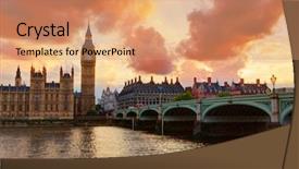  Presentation with england - Audience pleasing PPT layouts consisting of big ben clock tower london at thames river england backdrop and a coral colored foreground