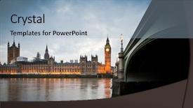  Presentation with parliament westminster london england - Slide deck having big ben clock tower and parliament house at city of westminster london england uk background and a light blue colored foreground