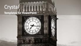  Presentation with london - Amazing slide deck having big ben closeup in london in black and white backdrop and a gray colored foreground