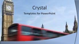  Presentation with westminster - Audience pleasing PPT theme consisting of big ben - famous clock tower in city of westminster part of london with typical red double decker in foreground backdrop and a light blue colored foreground