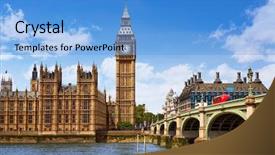  Presentation with london - PPT layouts consisting of big ben london clock tower background and a light blue colored foreground