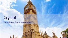  Presentation with london - PPT layouts with big ben london clock tower background and a sky blue colored foreground