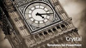 Presentation with vietnam culture ben tre - PPT theme enhanced with big ben over cloudscape sepia background and a tawny brown colored foreground