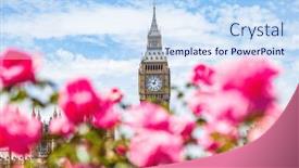  Presentation with parliament westminster london england - Theme having big-ben-the-palace background and a light blue colored foreground