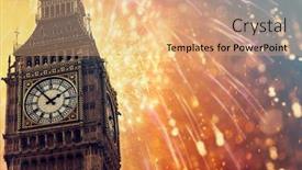  Presentation with new-year - Slide set having big-ben-with-fireworks-celebrating background and a coral colored foreground