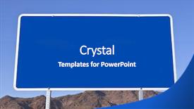  Presentation with blue mountain - Beautiful slides featuring big blank blue road sign backdrop and a dark gray colored foreground