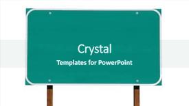  Presentation with highway road sign - Audience pleasing PPT theme consisting of big blank green highway sign backdrop and a ocean colored foreground