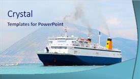  Presentation with boat - Theme having big blue ferry boat background and a sky blue colored foreground