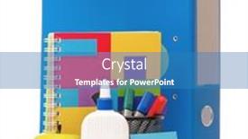  Presentation with green apple - Theme with big-blue-folder-markers-exercise background and a teal colored foreground