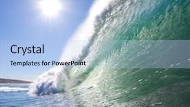  Presentation with blue wave - Presentation consisting of big blue wave with sun background and a light blue colored foreground