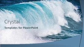  Presentation with ocean wave - Presentation theme featuring big-blue-wave background and a light blue colored foreground