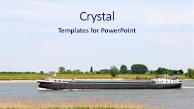  Presentation with boat river - Presentation design having big boat at the dutch river the lek background and a sky blue colored foreground