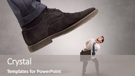  Presentation with gray black illustrated - Slide deck having big boss - young businessman illustrated inconsiderable background and a gray colored foreground