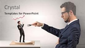 Presentation with eating - PPT theme with big-boss-eating-small-businessman background and a  colored foreground