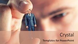  Presentation with farewell for boss - PPT theme with big boss looking at small background and a coral colored foreground