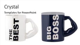  Presentation with office - Presentation design having big boss office mug isolated background and a  colored foreground