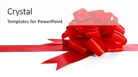  Presentation with red bow - Beautiful theme featuring big bow isolated on white backdrop and a white colored foreground