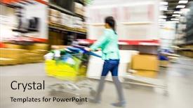  Presentation with fire disaster in a warehouse - Presentation theme consisting of big box store - large furniture warehouse background and a mint green colored foreground