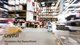  Presentation with baroque furniture - PPT theme featuring big box store - large furniture warehouse background and a coral colored foreground