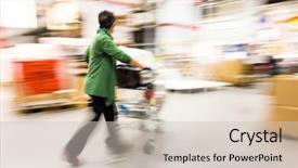  Presentation with furniture - Presentation theme enhanced with big box store - large furniture warehouse background and a  colored foreground