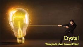  Presentation with bulb brain - Colorful presentation design enhanced with big bright glowing light bulb backdrop and a wine colored foreground