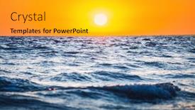  Presentation with stormy sea - Theme enhanced with big-bright-sun-over background and a gold colored foreground
