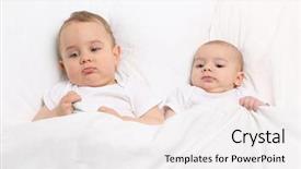  Presentation with siblings - Beautiful slide deck featuring big brother - little siblings in bed happy backdrop and a sky blue colored foreground