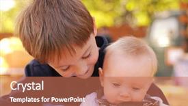  Presentation with baby chicken in poultry farm - Cool new PPT theme with big brother holding his baby backdrop and a coral colored foreground