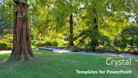  Presentation with green lawn - Cool new PPT theme with big-brown-tree-trunk backdrop and a ocean colored foreground