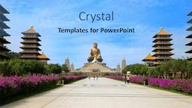  Presentation with buddha - Slide deck with big-buddha-at-fo-guang background and a light blue colored foreground