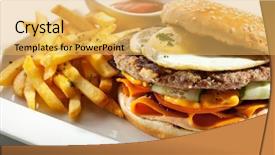  Presentation with burger fries - Audience pleasing theme consisting of big burger with french fries backdrop and a yellow colored foreground