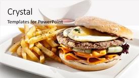  Presentation with burger fries - Amazing presentation design having big burger with french fries backdrop and a light gray colored foreground